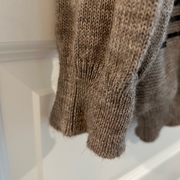 J Crew Alpaca Sequin V Neck Sweater Tan Black Size XL - Picture 6 of 10